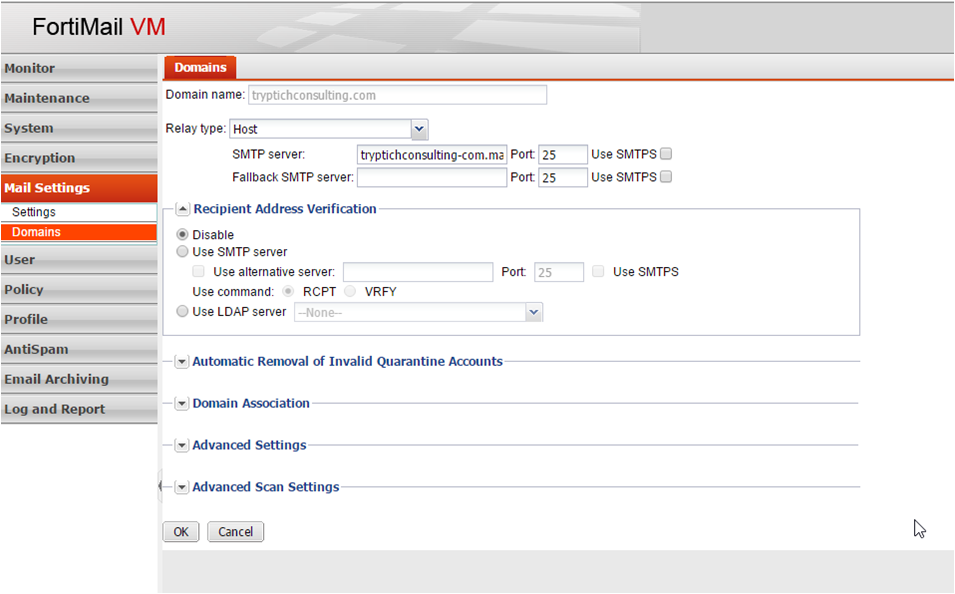 Smtp module domain reports relayed via