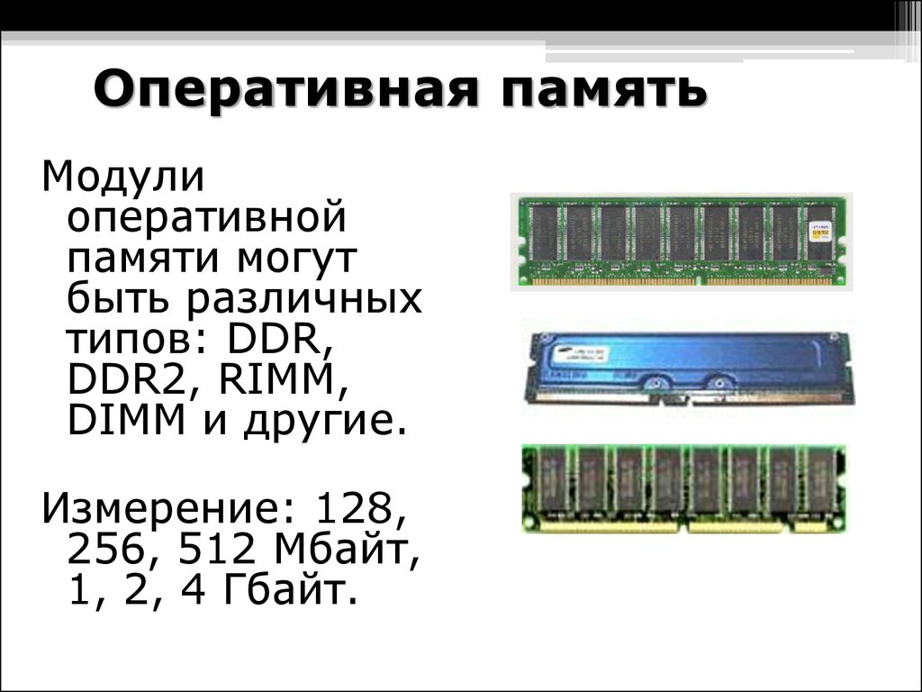 Виды оперативной памяти. Модули оперативной памяти :DDR,rimm,DIMM.. Оперативная память 3 вида DDR rimm DIMM. Модули оперативной памяти DDR ddr2 для презентации. Памяти: Simm, DIMM, DDR, ddr2, ddr3, ddr4..