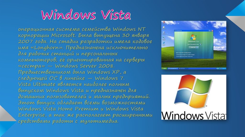 История windows доклад. Операционная система (семейство ОС). Семейство операционных систем Windows. Операционная система Windows Vista. Операционные системы Windows презентация.