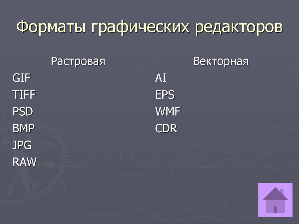 Назовите графические форматы файлов используемые для передачи изображений