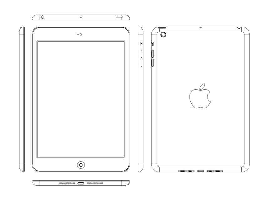 Планшет рисунок. Развёртка айпад сзади. IPAD Mini 3 габариты. IPAD 9.7 габариты. IPAD Mini 2021 Размеры.