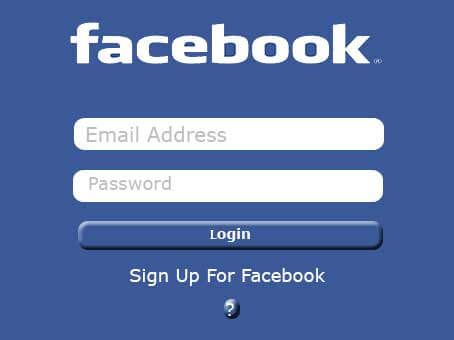 Facebook log in