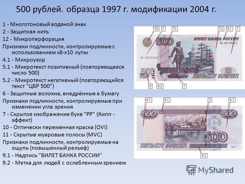 Что является подлинностью купюры. Признаки подлинности банкнот 500 рублей. Как отличить фальшивую 500. Признаки платежеспособности банкнот. Образцы купюр 500 рублей.