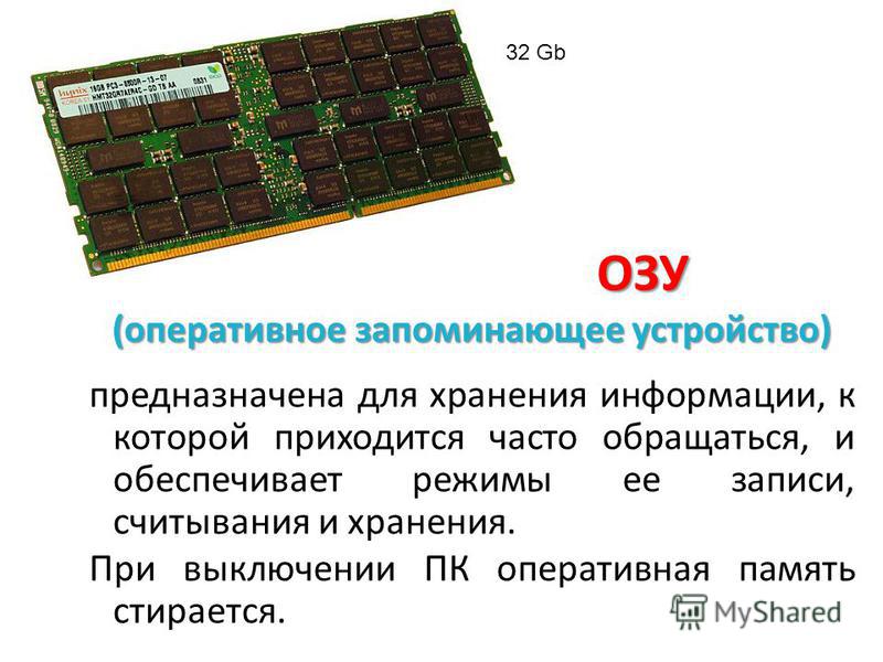 Устройство оперативной памяти. Оперативное запоминающее устройство (ОЗУ). Строение оперативной памяти. Хранение информации в оперативной памяти.