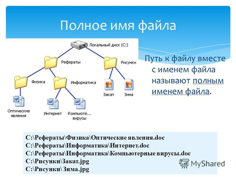 Во время практической работы ученик перенес папку