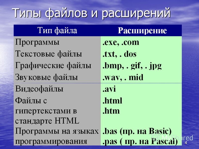 Виды файловых систем. Типы файлов и их расширение. Типы файлов и их расширение Информатика. Типы файловых систем. Типы расширения файлов таблица.