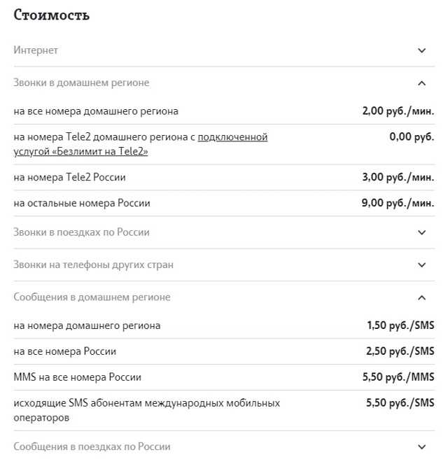 Теле2 россия тарифы для телефона