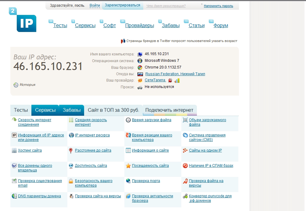 2ip ru. Сервисы проверки анонимности. Проверка анонимности.