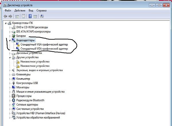 Видеоконтроллер vga windows xp