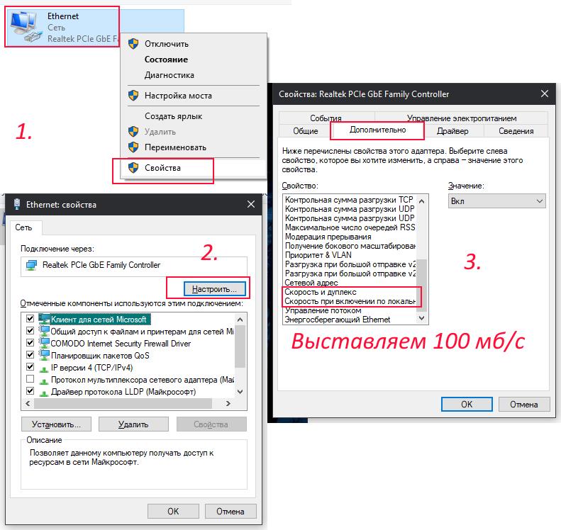 Гигабитная сетевая карта работает на 100мбит с вместо 1гбит с