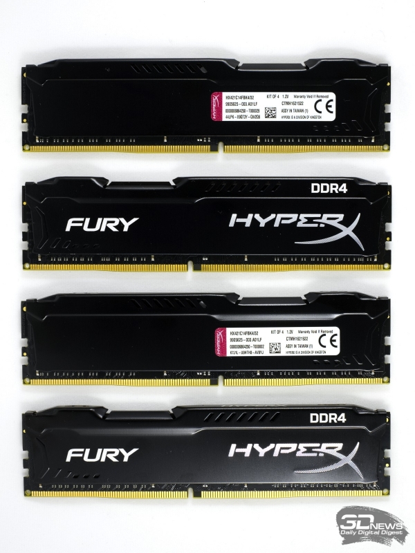 Комплект Kingston HyperX Fury DDR4-2133 объёмом 32 Гбайт (HX421C14FBK4/32)