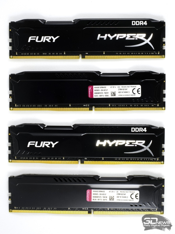 Комплект Kingston HyperX Fury DDR4-2400 объёмом 32 Гбайт (HX424C15FBK4/32)