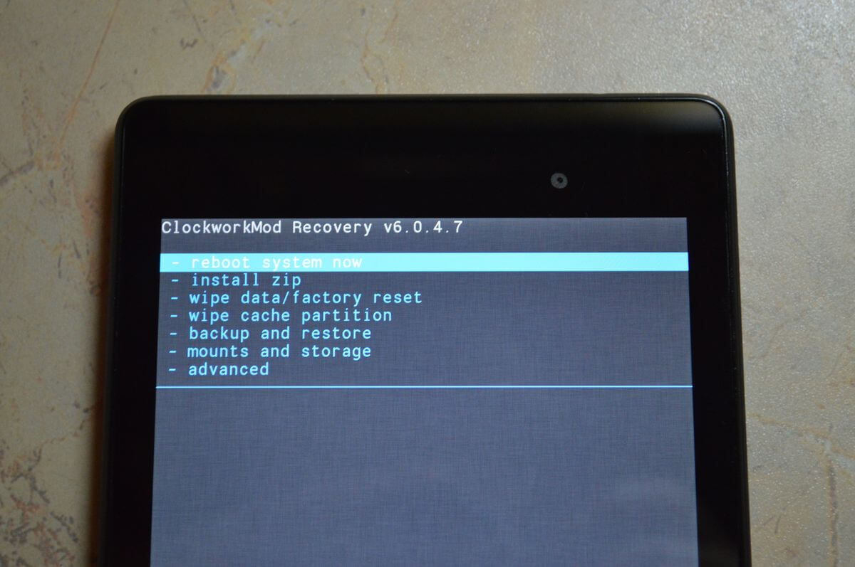 reboot system cwm