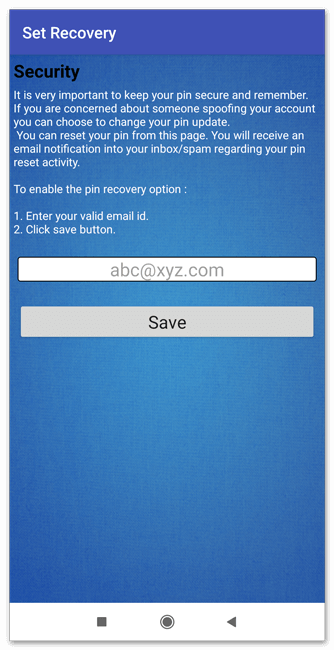 Ввод электронной почты для сброса пароля в File & Folder Secure для Андроид Ввод электронной почты для сброса пароля в File & Folder Secure для Андроид