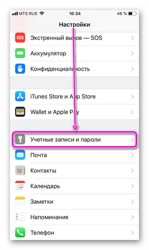 Учетные записи и пароли в iOS