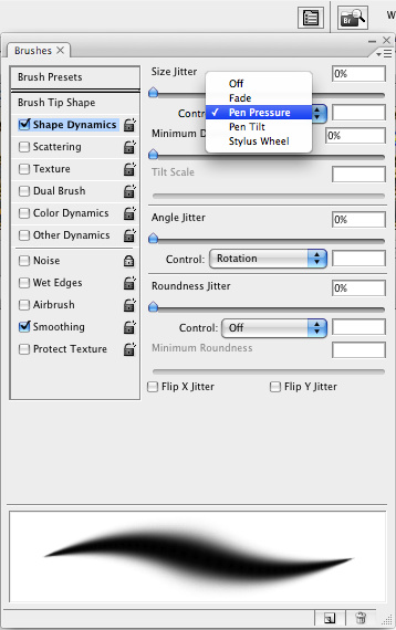 Настройка пера в Adobe Photoshop