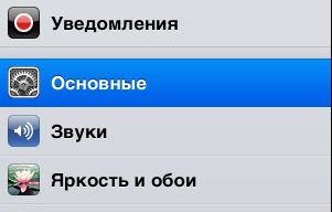 Закладка Основные на iPhone. iPad и iPod