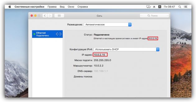 Как узнать IP-адрес в macOS