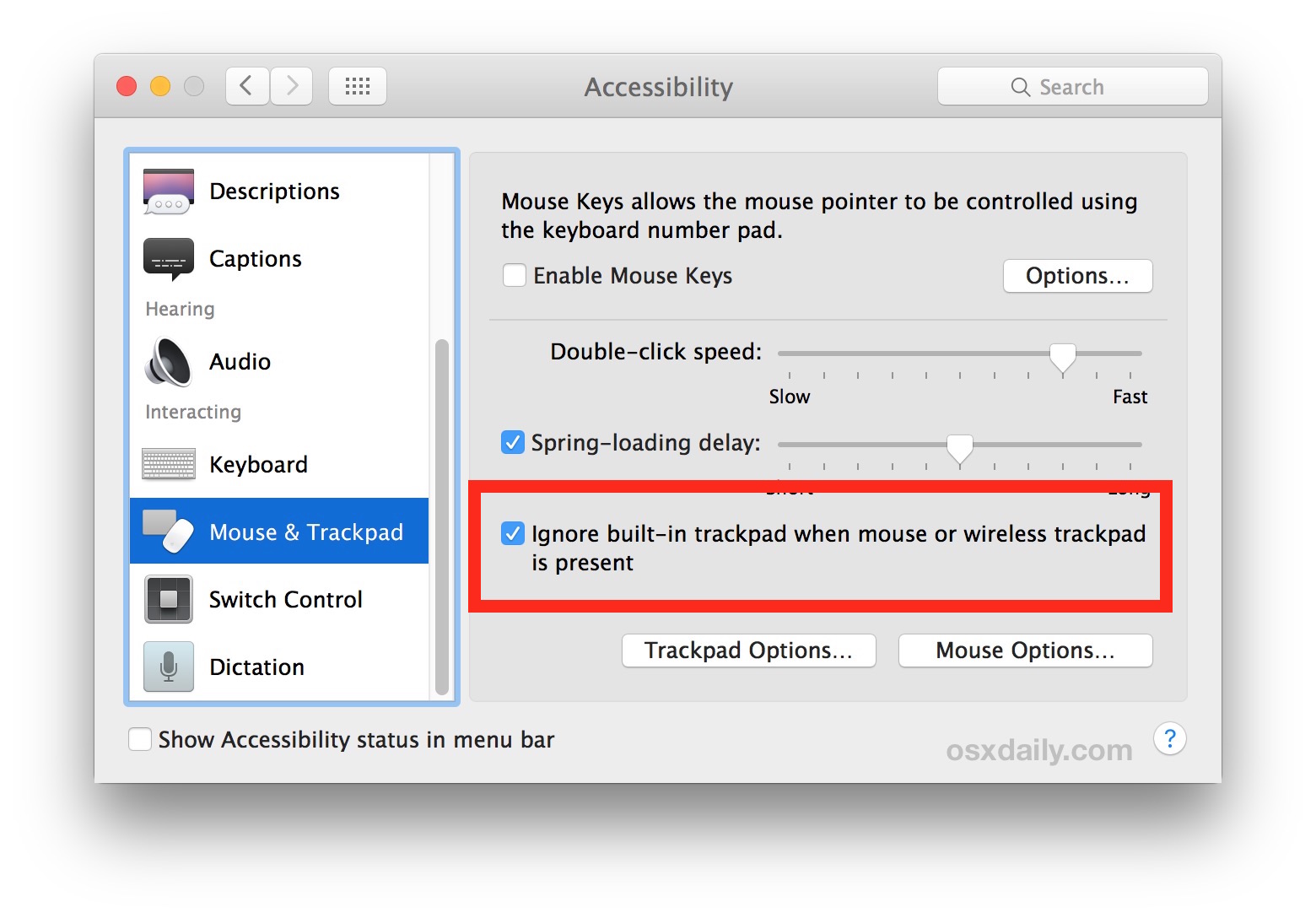 Disable trackpad when external mouse or trackpad connected to Mac