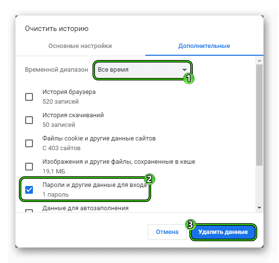 Очистка всех паролей в Google Chrome