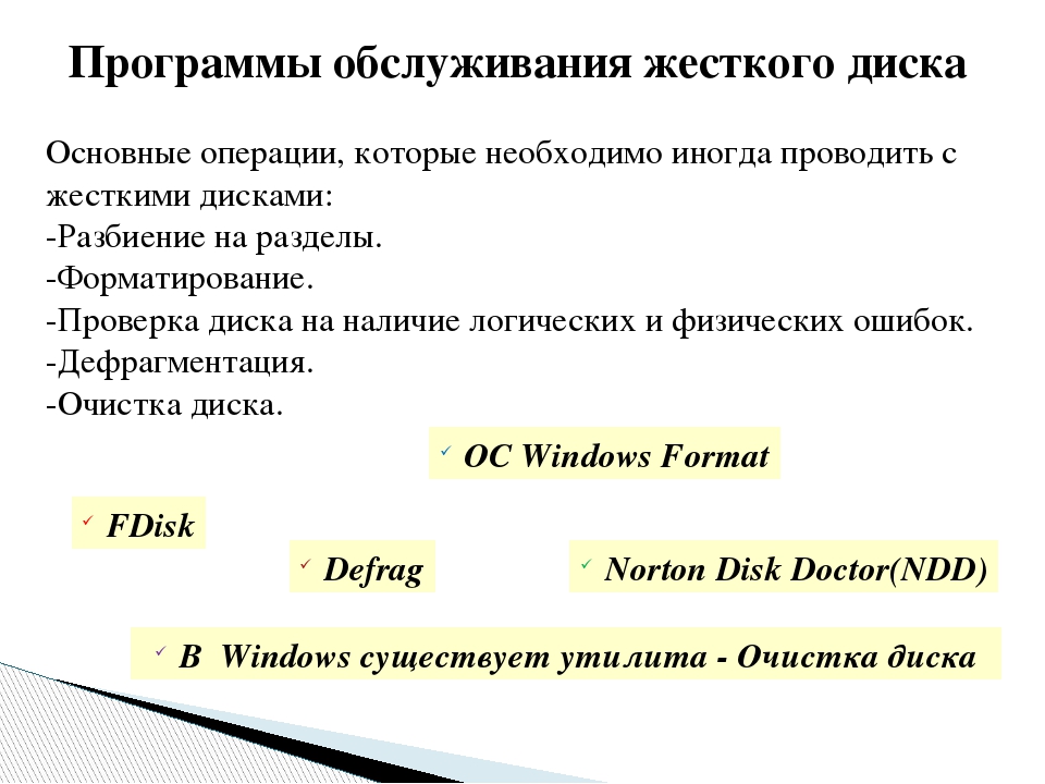 Программы обслуживания дисков