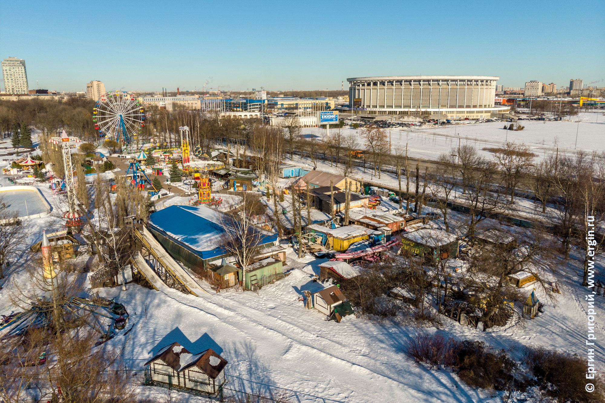 Парк Победы Санкт-Петербург Гагарин парк съемка с квадрокоптера