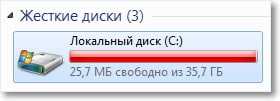 Диск C заполнен