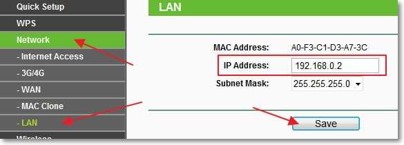 Изменяем IP-адрес роутера