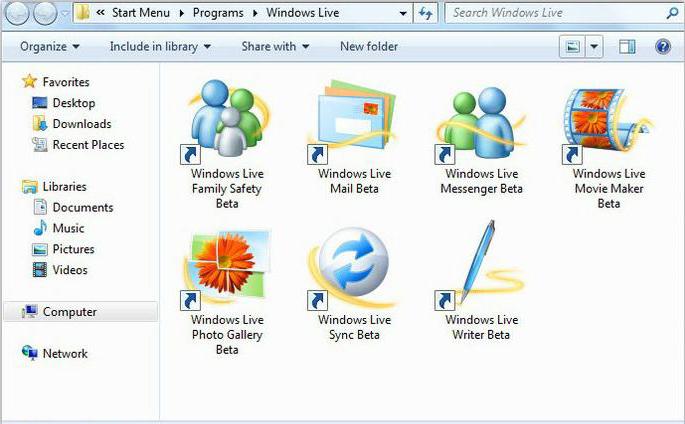 Основные компоненты Windows Live