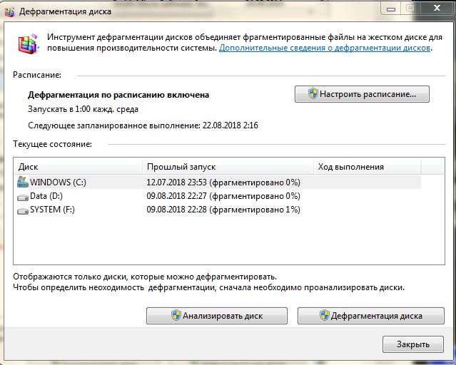 Дефрагментация диска