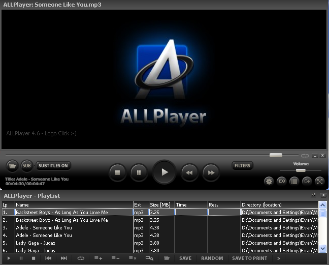 Рабочее окно ALLPlayer