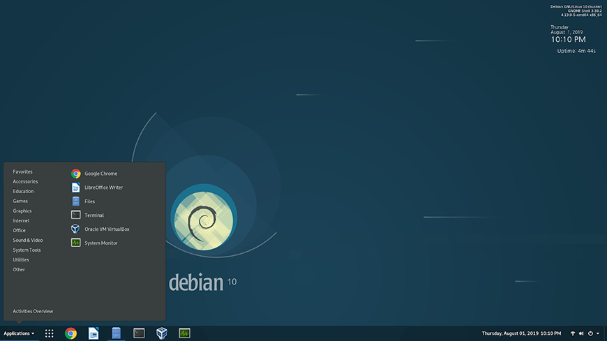 Рабочий стол Debian 10