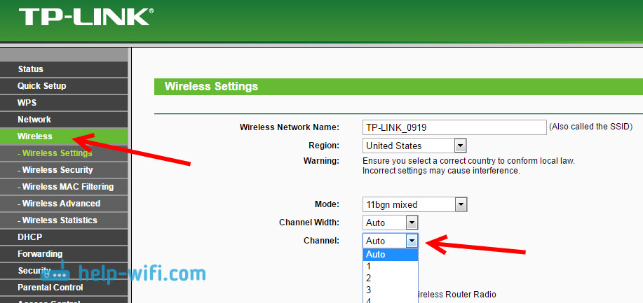 TP-LINK: смена канала при низкой скорости Wi-Fi сети