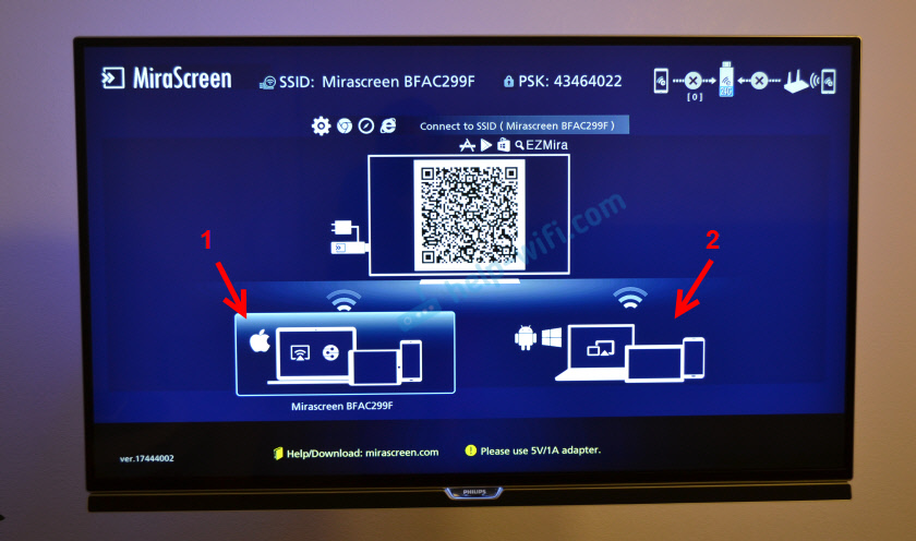 Режим работы MiraScreen/AnyCast адаптера