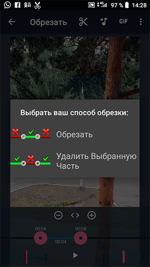 Выбор способа обрезки