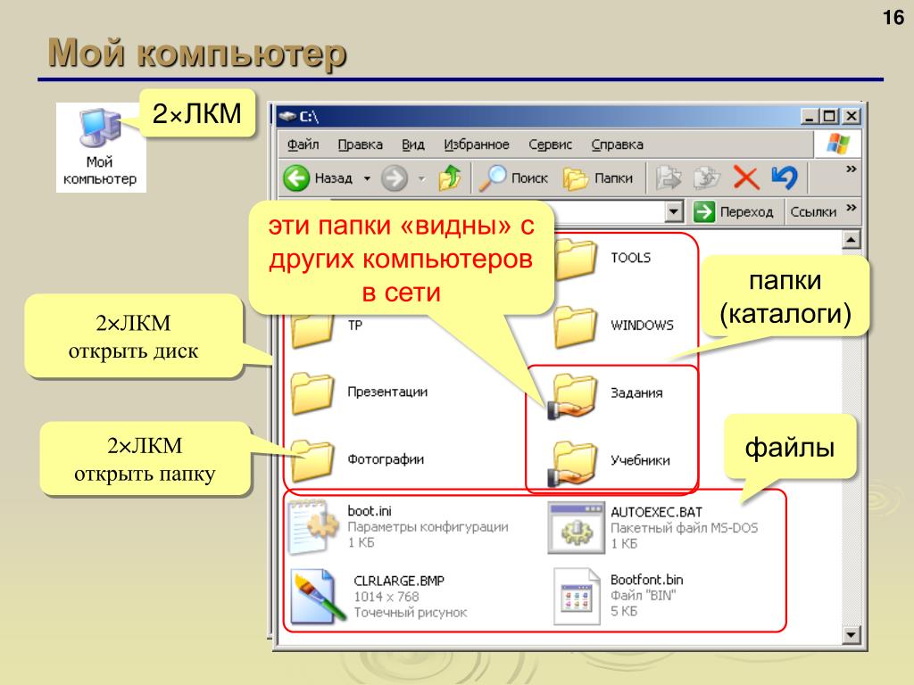 Открыть диск файл. Каталог папок Windows. Презентация название папки. Параметры папки Информатика. Примеры папок на компьютере.