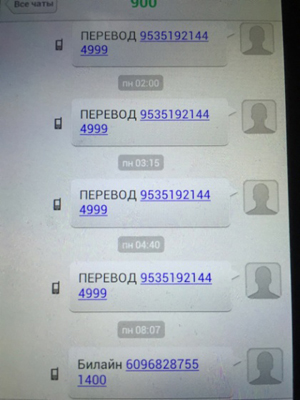 Так выглядит переписка зараженного телефона с банком. Бездушную машину не удивляют повторяющиеся переводы среди ночи, жертва заметит пропажу только утром