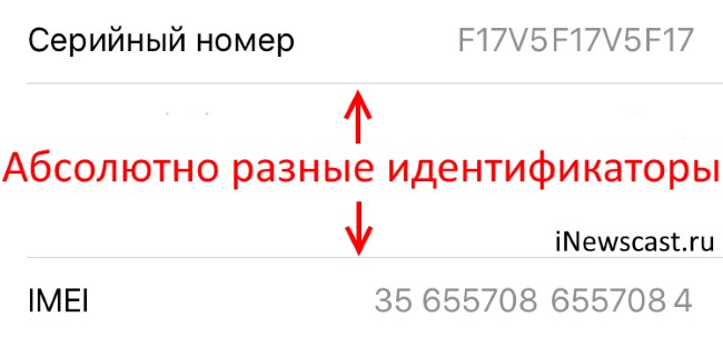 IMEI и серийный номер - это не одно и то же