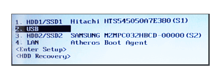 Окно Boot Menu