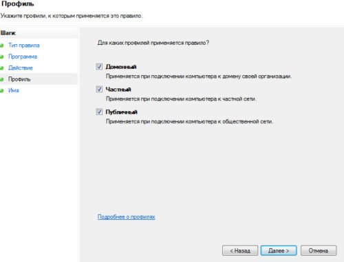 Типы профилей