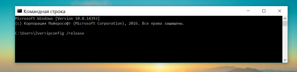 Команда ipconfig /release