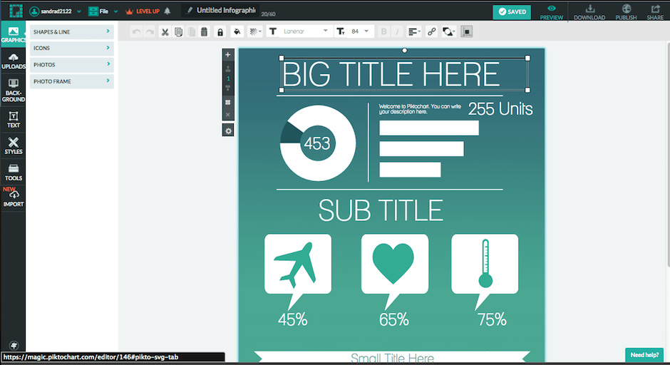 Пример работы в Piktochart