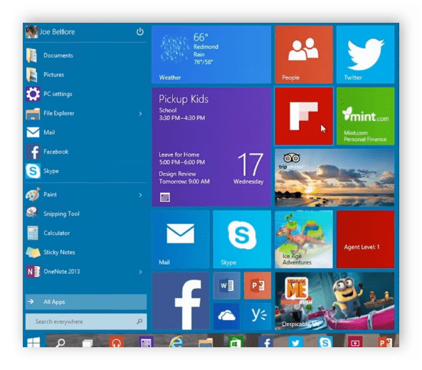 Кнопка пуск в Windows 10