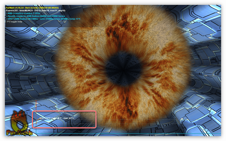 Проверка температуры видеокарты в программе Furmark