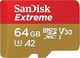 SanDisk 64GB Extreme microSDXC UHS-I Memory Card with Adapter - C10, U3, V30, 4K, A2, Micro SD - SDSQXA2-064G-GN6MA