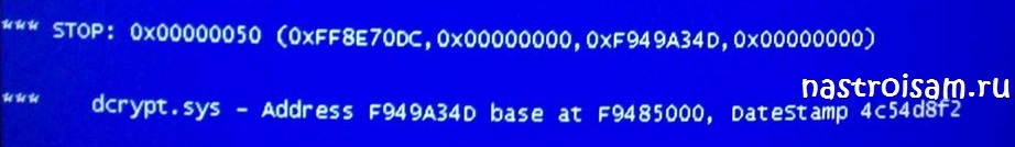 синий экран код ошибки 0x00000050 в Windows xp и Windows 7