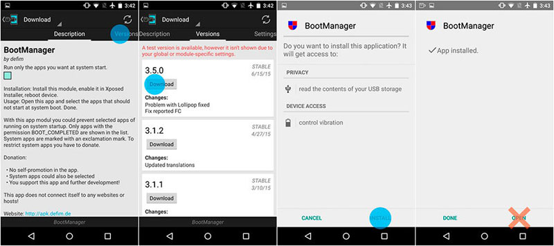 Установка на Android модуля Boot Manager