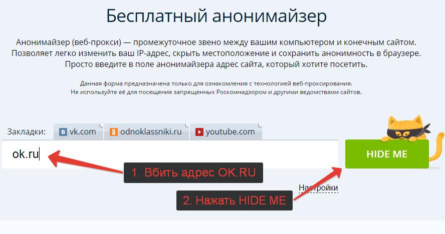 Зеркало для Одноклассников, анонимайзер хамелеон