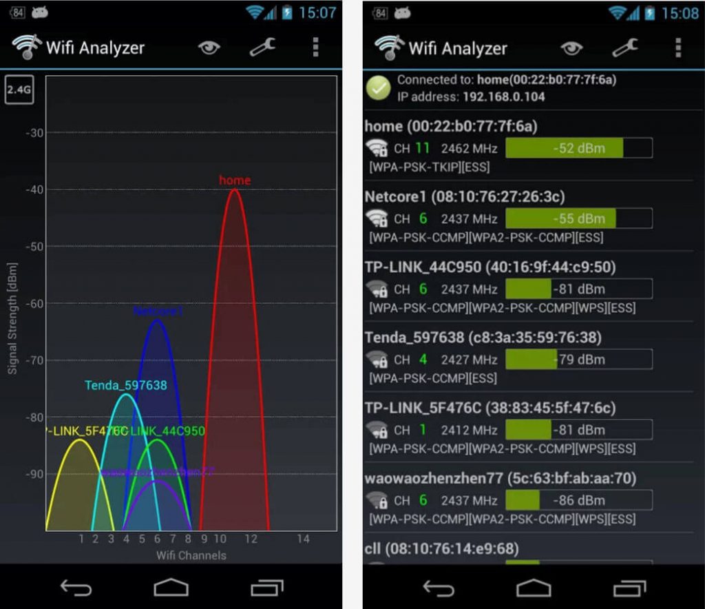 Wifi Analyzer на Android