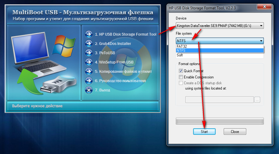 Установка windows 7 с флешки ntfs